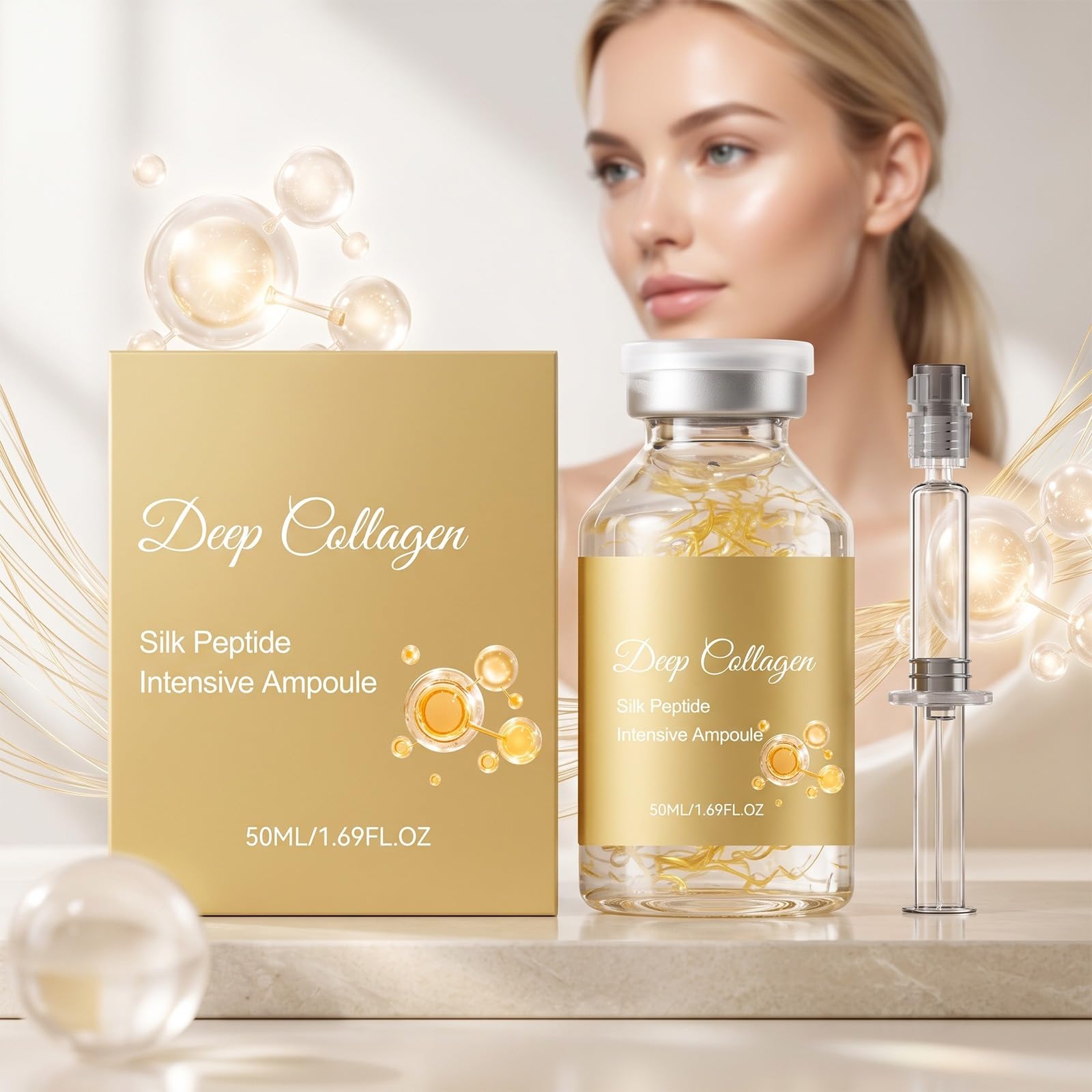 Sérum Visage Effet Tenseur, Peptides de Soie et Collagène, Serum 50ml