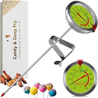 Candy Thermometer with Pot Clip - Deep Fry Oil Thermometer for Frying and Candle Making - Lemon