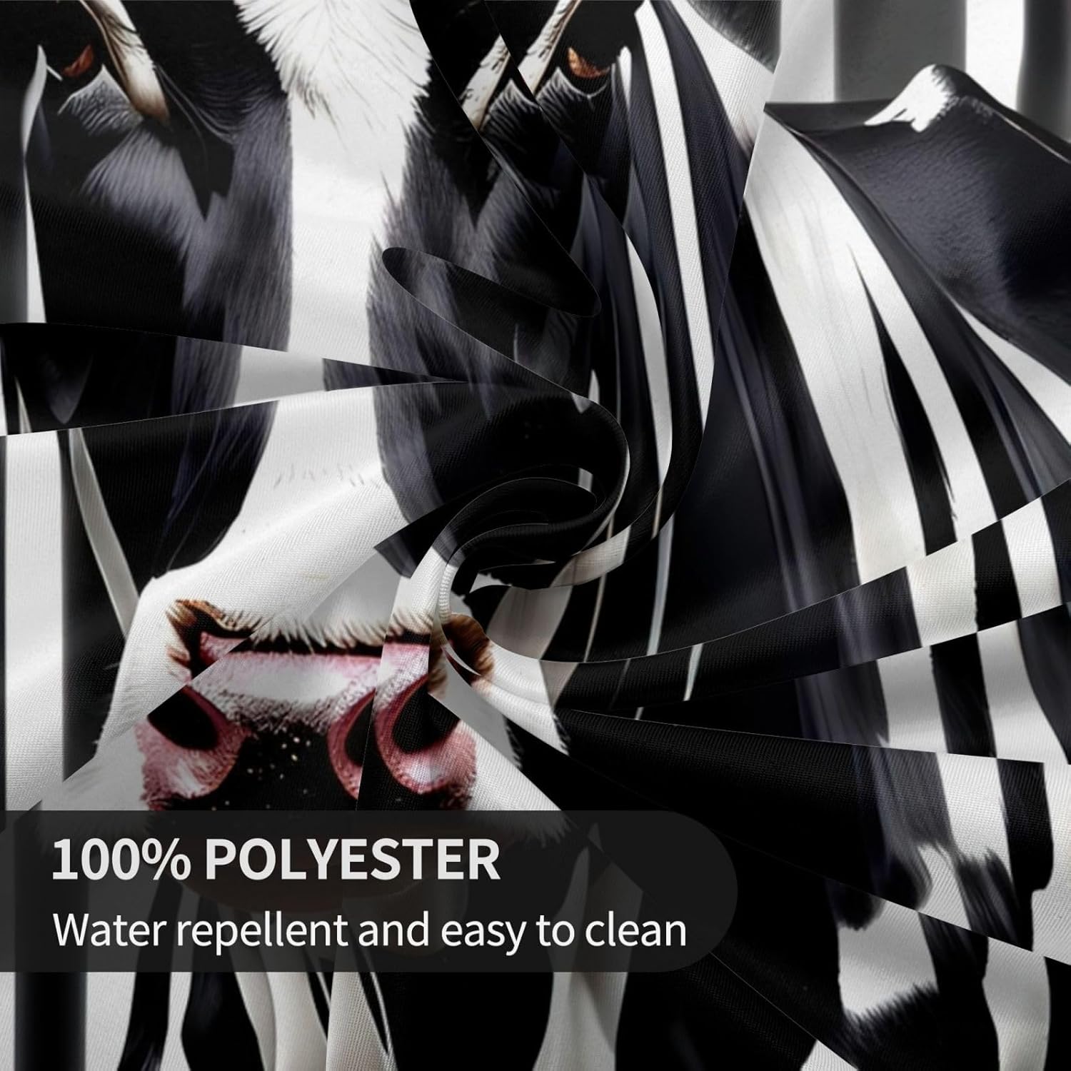 Black White Milk Cow Print Wrinkle Free Dining Table Cover for Birthday Party Farmhouse Tablecloths Up to 60 x 60 Inches