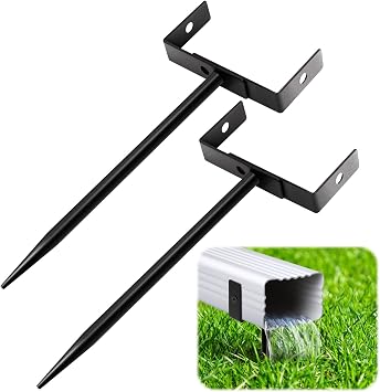 Heavy Duty Adjustable Downspout Brackets - 2 Pack Rust-Proof Galvanized Iron Gutter Holder Anchors for 2-3.9" Rainwater Pipes | Residential, Lawn, Yard & Industrial Use