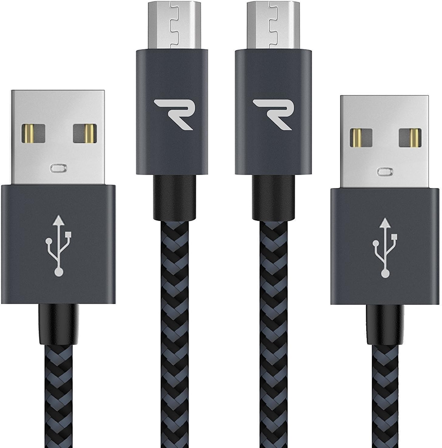 RAMPOW Micro USB Cables 2.4A HighSpeed Android Charger Cable 2Pack 1m