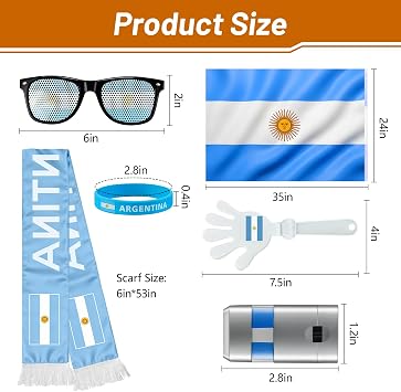 World Cup 2026 Fan Gear Set, 6 Pcs Soccer Cheer Kit with Flag, Scarf, Face Paint, Glasses, Bracelet, and Hand Clapper - Perfect for Supporters & Viewing Parties