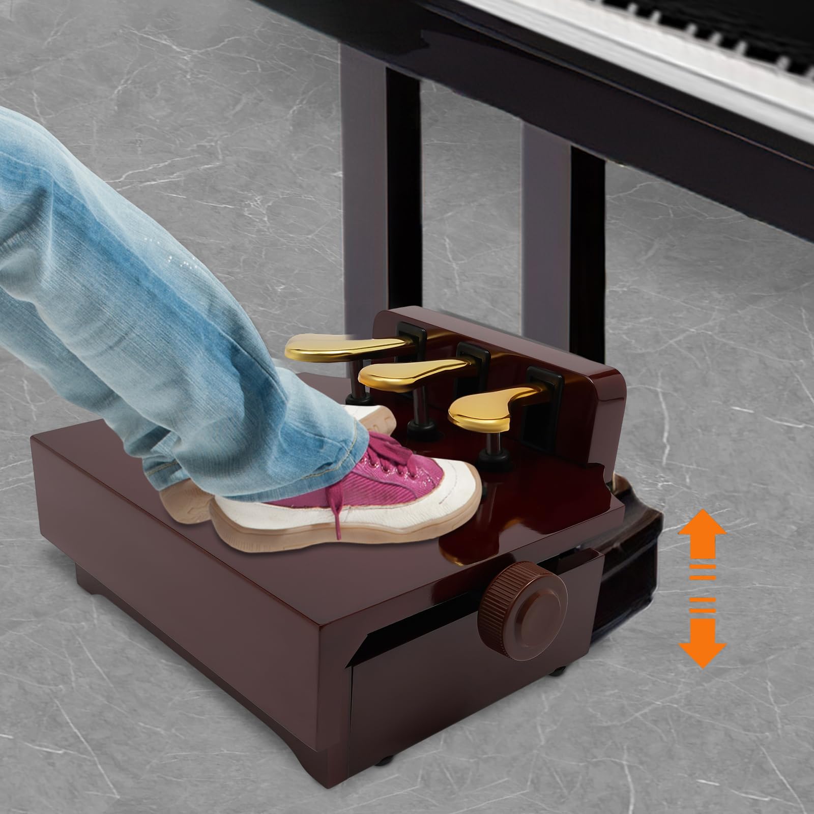 Extensión de pedal de piano para niños, extensión de pedal de piano con 3 pedales, ajuste de altura, efecto de pedal de piano infantil, marrón, sin ruido, con pies antideslizantes, para casa, escuela,