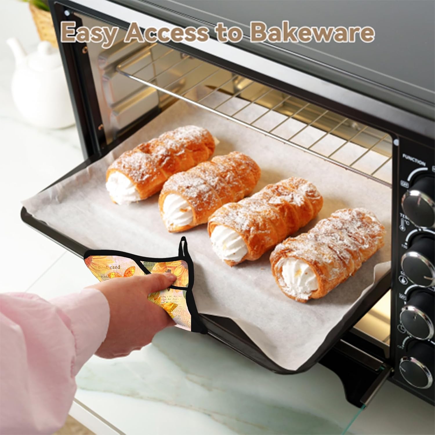 Sunflower Floral Pot Holders Set of 2,Kitchen Heat Resistant Potholder for Microwave Cooking Baking Oven and BBQ