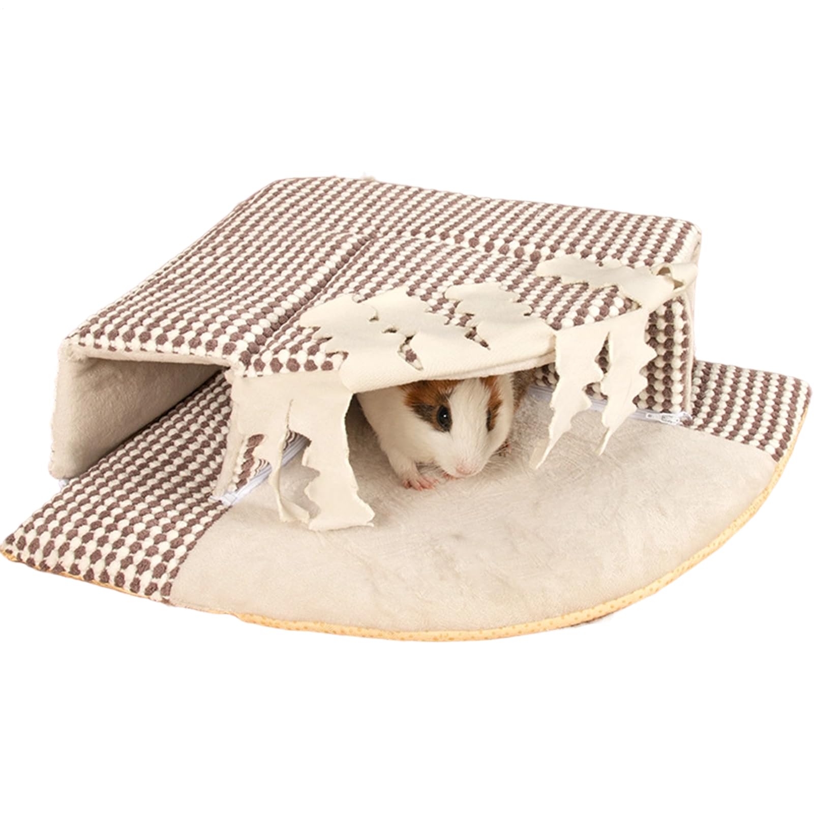 Accessoires d'habitat pour lapin et furet avec tube de jeu molletonné rigolo