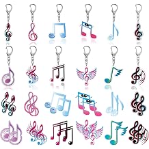 24 Pcs Music Notes Keychains Party Favors, 12 Styles Music Note Keyring Gifts, Music Themed Birthday Decorations Goodies for Boys & Girls Choir Students Party Gifts Supplies