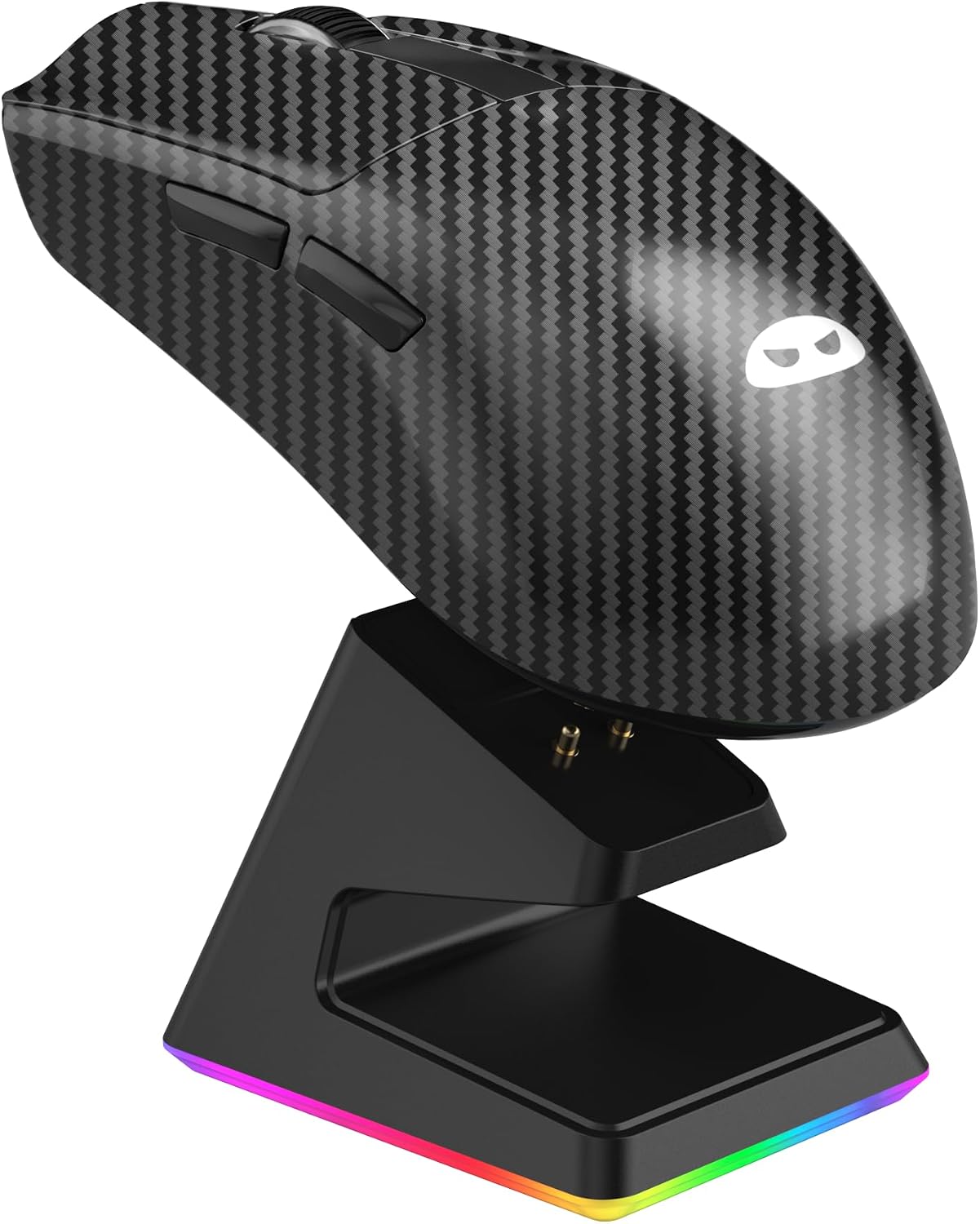 MageGee MAEGEE Scout Carbon Fiber Wireless Gaming Mouse with Charging Dock, Tri-Mode Bluetooth 5.0/2.4G/Wired Rechargeable Mouse, 1000Hz Polling Rate, PixArt Sensor, RGB Gaming Mouse for PC