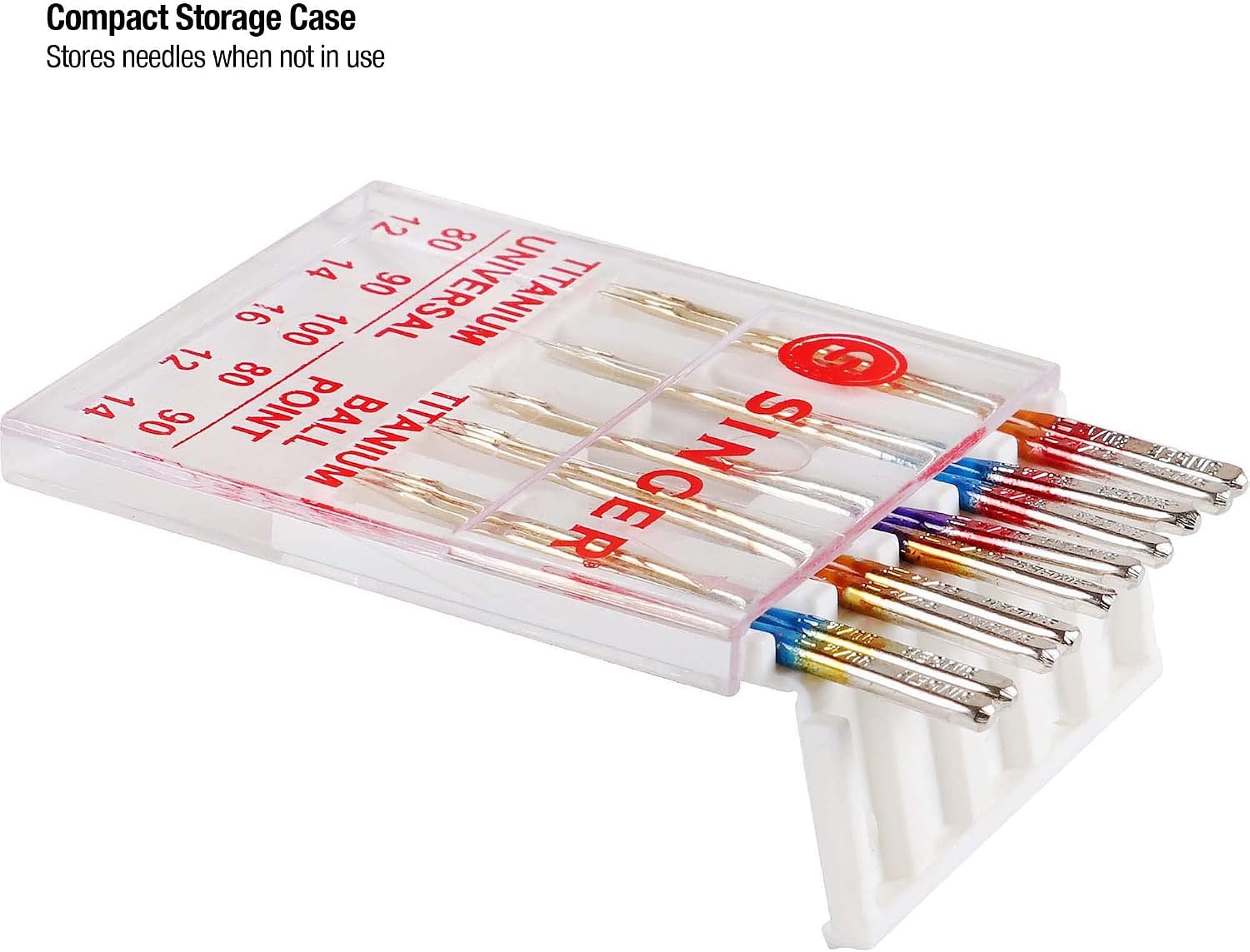 SINGER Universal Regular & Ball Point Titanium Sewing Machine Needles, Sizes 80/12, 90/14, 100/16 - 10 Count