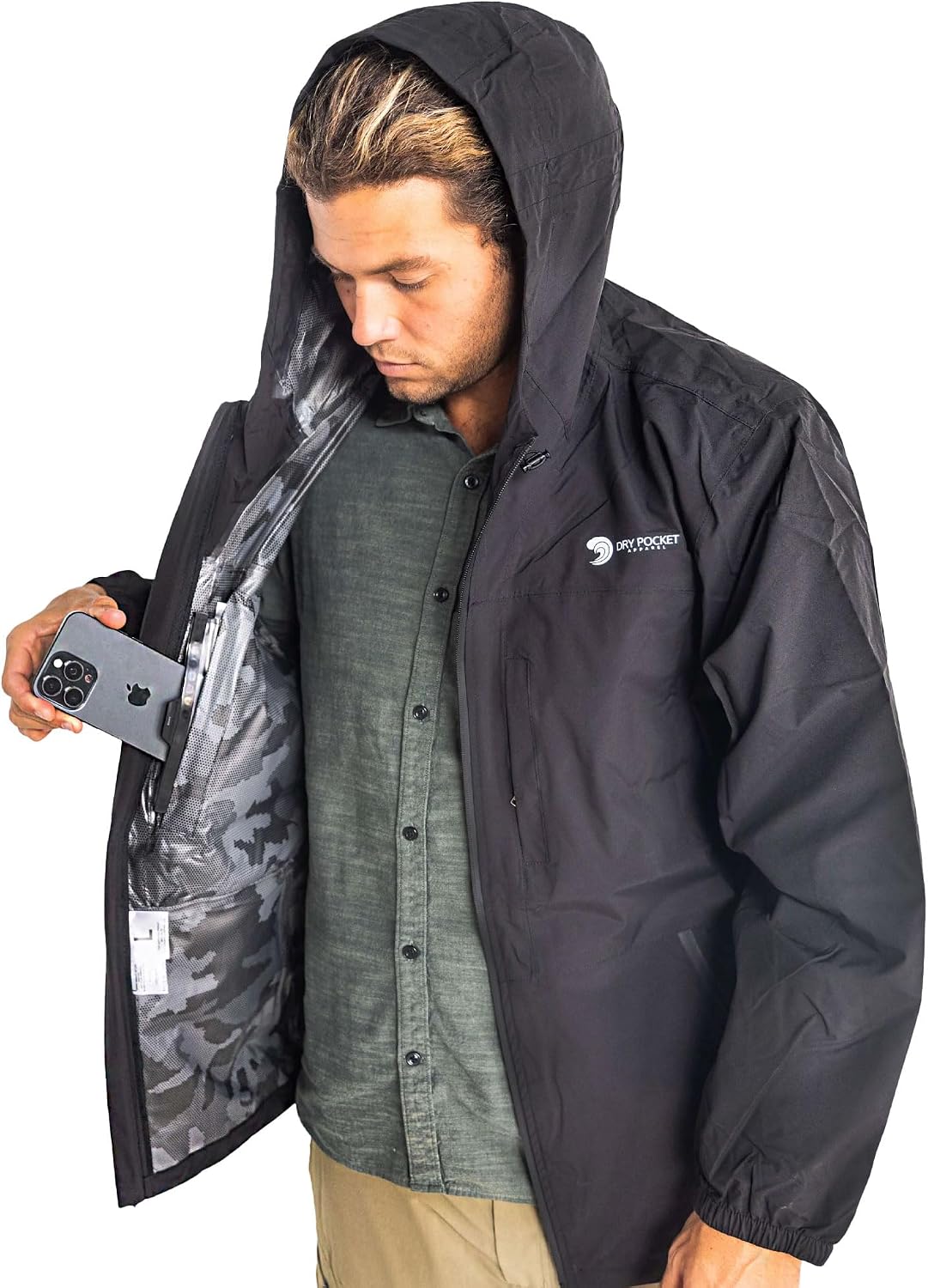 Dry Pocket Apparel Men's Waterproof Rain Jacket