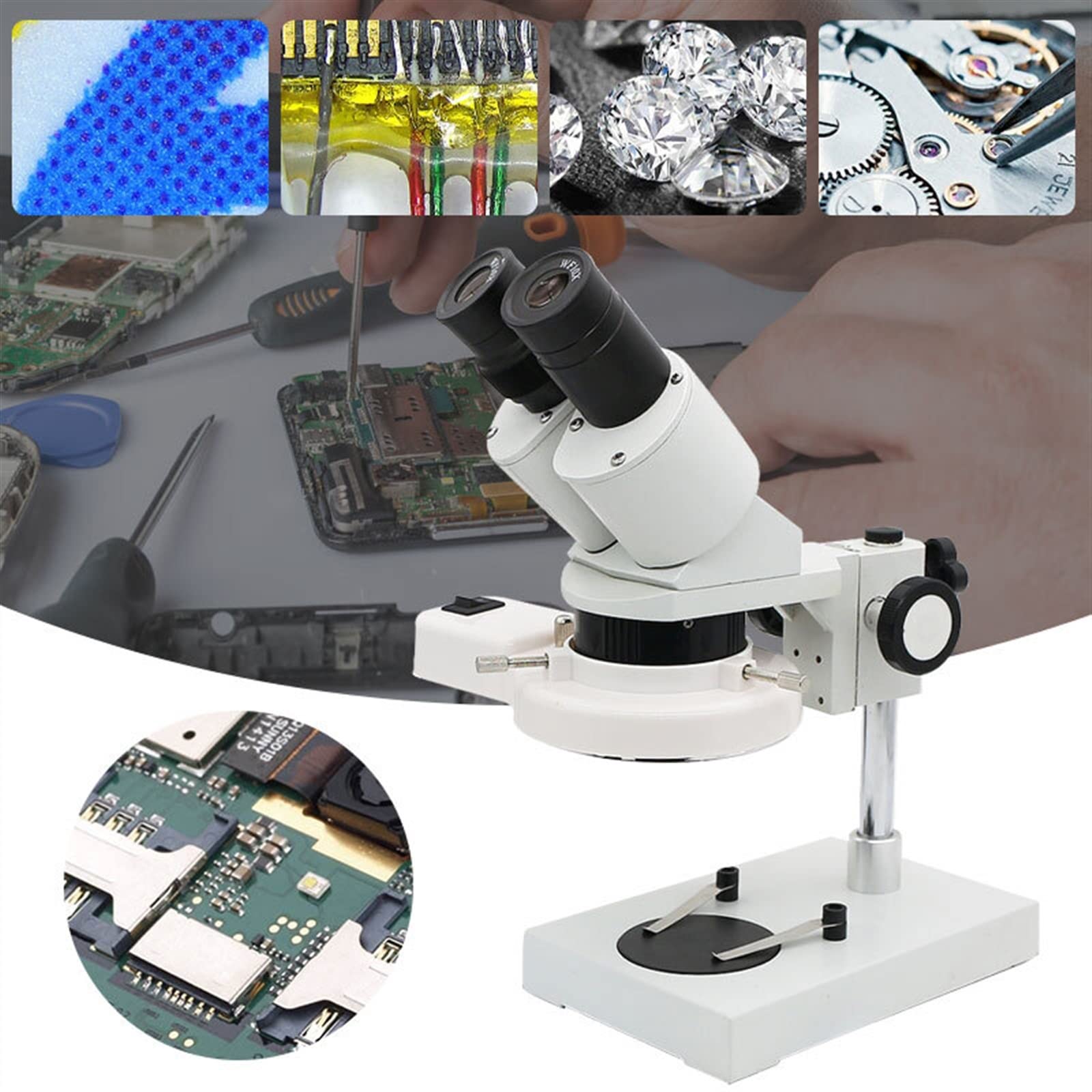 20X 40X Illuminato Industriale Stereo Microscopio Saldatura Riparazione Strumento per la Riparazione Dell'orologio Del Telefono Mobile Orologio Riparazione PCB Ispe