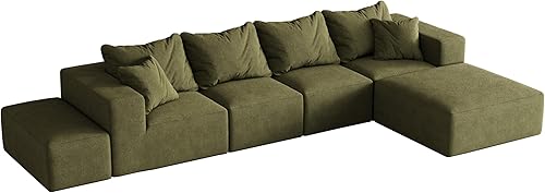Miniatura 3 de Modular Sectional Sofa Set 132in L Shaped Couch, Boneless Cloud Couch Convertible Sectional Couches Sofa with Pillows, Living Room Furniture Sets
