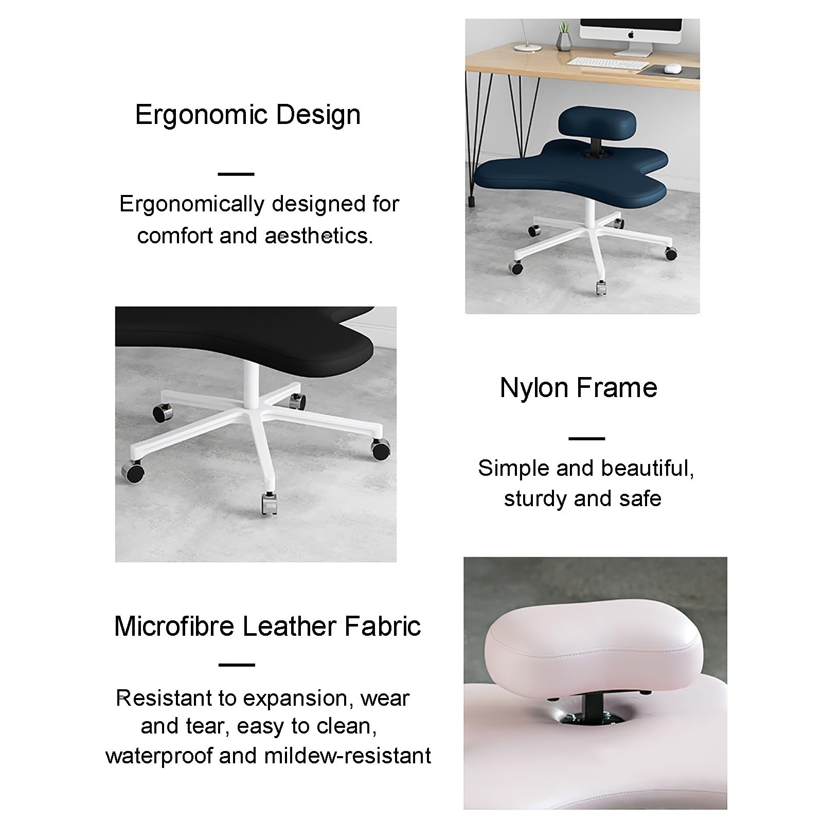 Chaise à Genoux Réglable en Hauteur, Tabouret Ergonomique pour Bureau à Domicile, pour Les Travailleurs Informatiques et Les Amateurs de Yoga (Color : Negro)