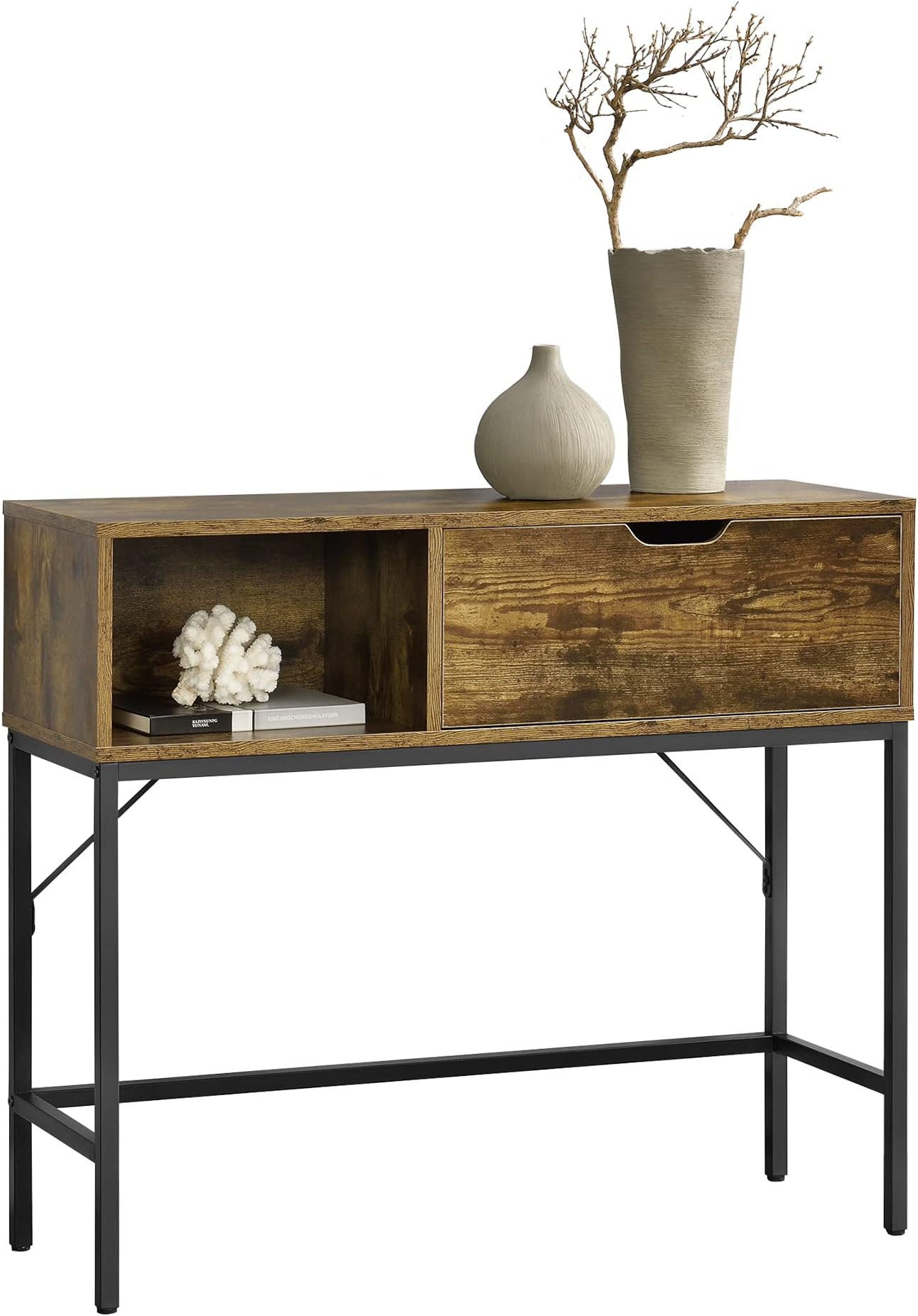 Relaxdays Tavolo Consolle, 2 Ripiani, Stretto, Stile Classico, Ingresso - 7