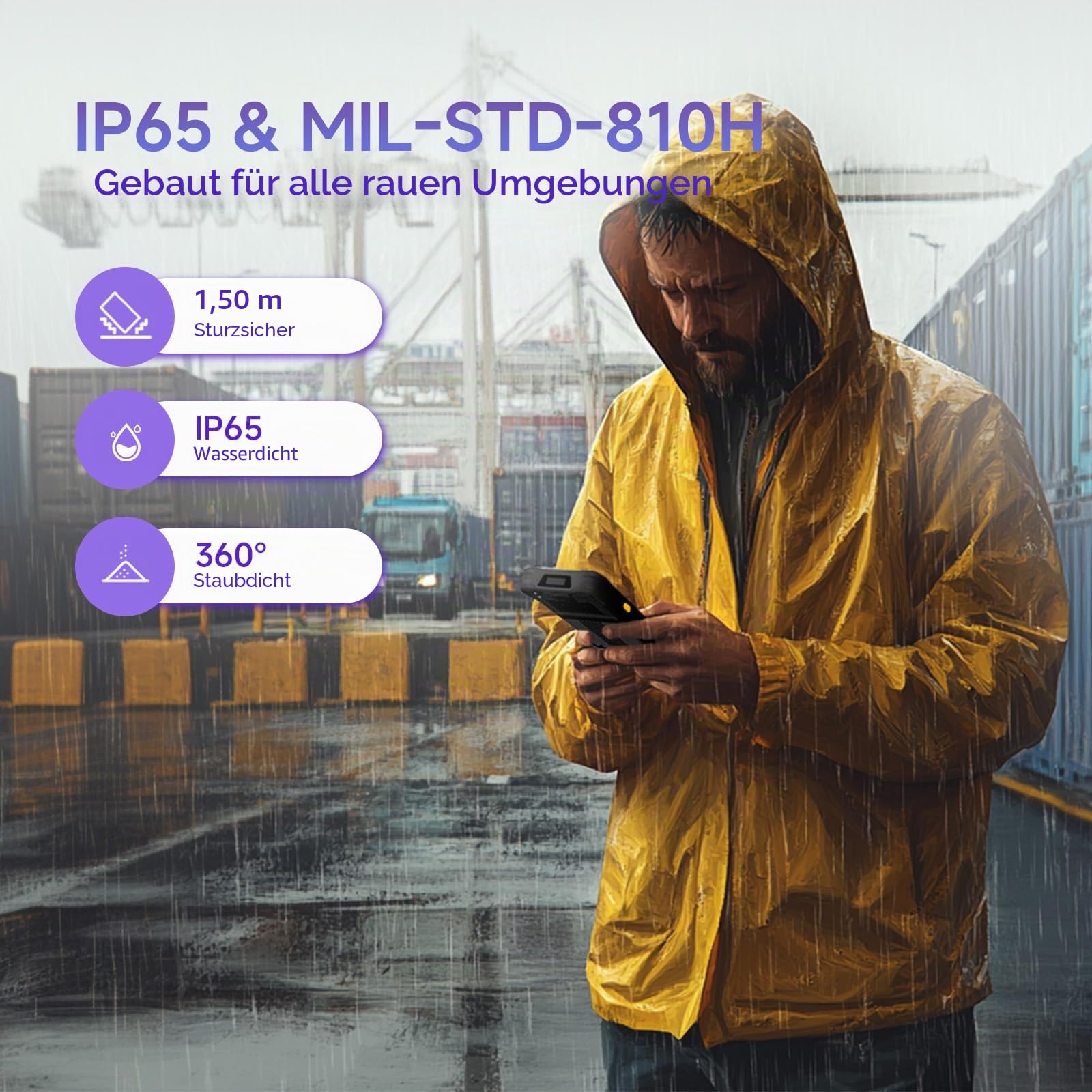 I61J Barcode Scanner Windows 11 Pro, 6 Zoll Rugged Tablet mit Honeywell N4680 1D/2D Scanner, Handheld PDA mit Intel N5100, 8GB+128GB, IP65, 4000mAh, Datenterminal für Lager & Logistik