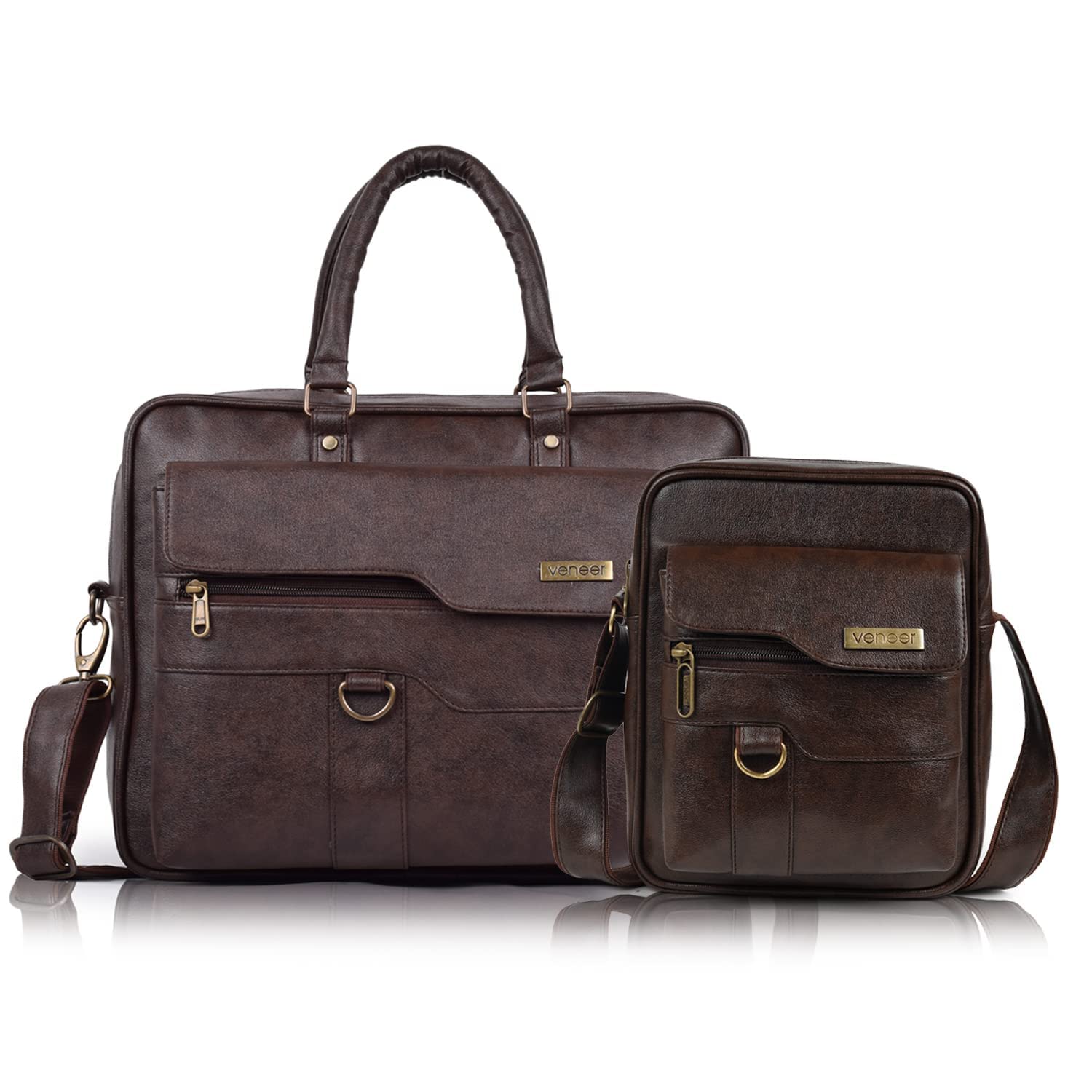 veneer Vegan Leather Classic Trendy travel Premium Laptop Office Shoulder Crossbody Daytrip Business Briefcase Messenger Bag (Set of-02)-picture-32