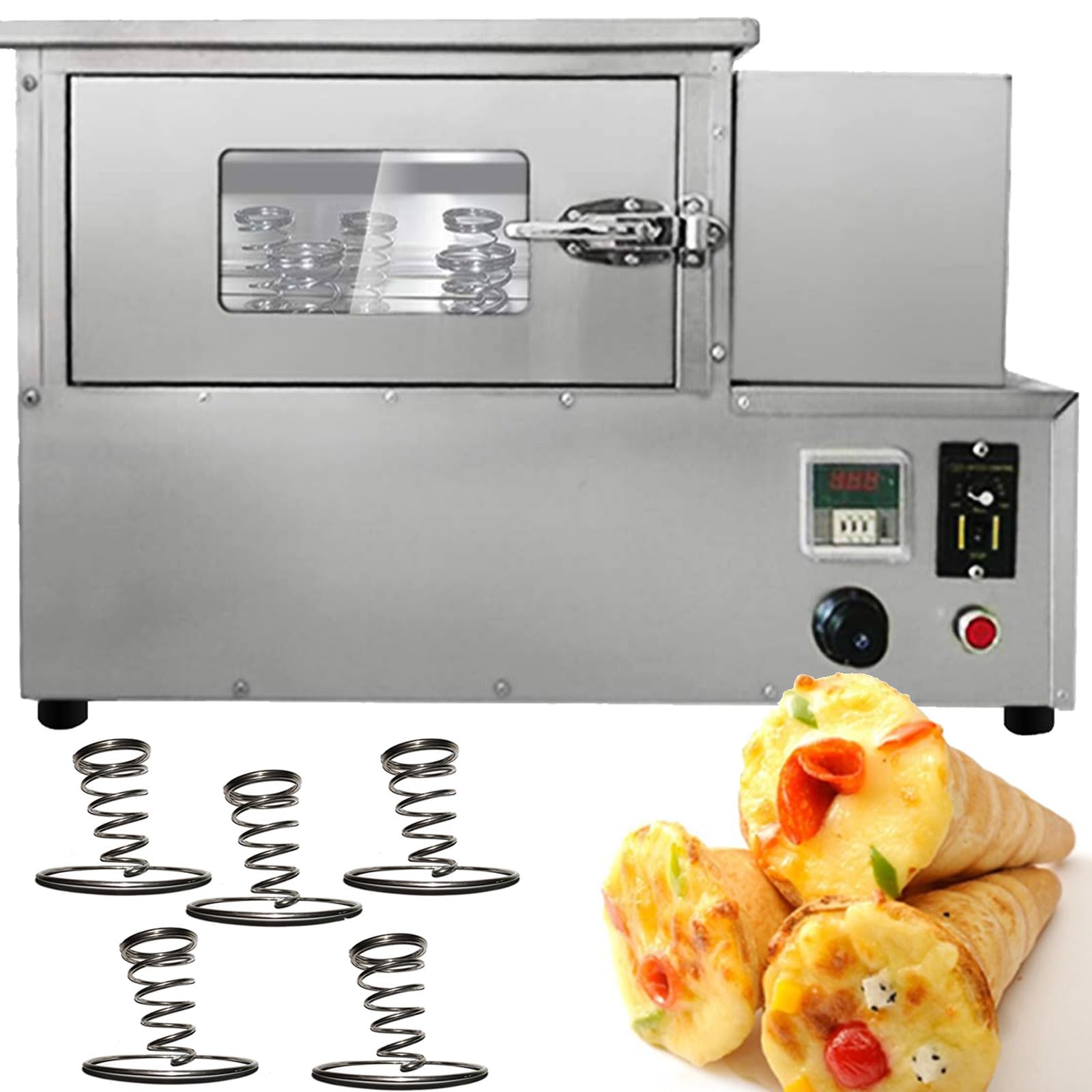 TXMACHINE® Pizza cone machine 4 cone maker Pizzelle Makers with pizza oven,display warmer,pizza cone making machine,4 shapes (110V/60HZ, oven)