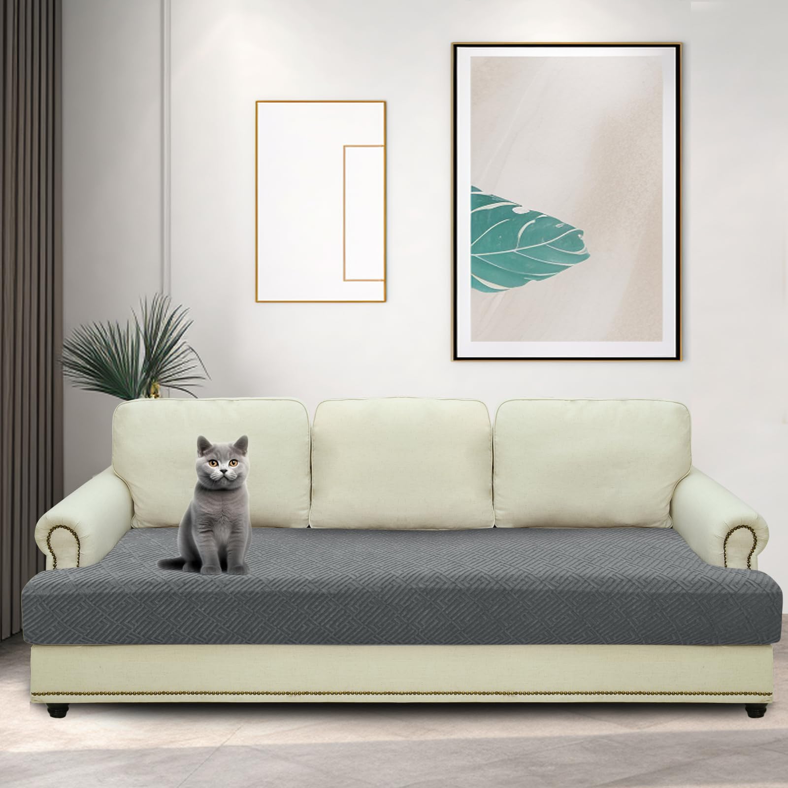 CHELZEN Super Stretch Sofa Seat Cushion Cover, Fitted Sofa Cushion Slipcovers, Soft Couch Cushion Covers - Image 2