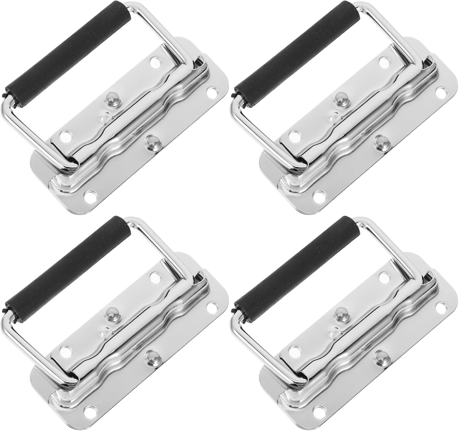 4pcs Stainless Steel Spring Loaded Drop Handles for Toolboxes Foldable Collapsible Tool Chest Pull Handles Industrial Metal Hardware for Easy Carrying