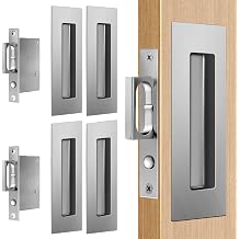 6 INCH Sliding Pocket Door Handles, 304 Stainless Steel Non Locking Pocket Door Hardware, Recessed Flush Finger Pulls, Heavy Duty Edge Pull with Pop Out Ring Pull 2, Silver