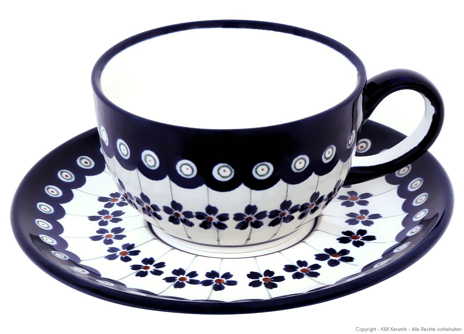 Tasse à café Bunzlauer Keramik artisanale en grès avec soucoupe 0,21l décor 166a