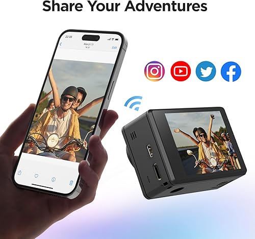 Miniatura 7 de TIMNUT Cámara de acción 4K30fps impermeable  Cámara submarina ultra HD de 131 pies131.2ft EIS, cámara WiFi 170 gran angular cámara deportiva