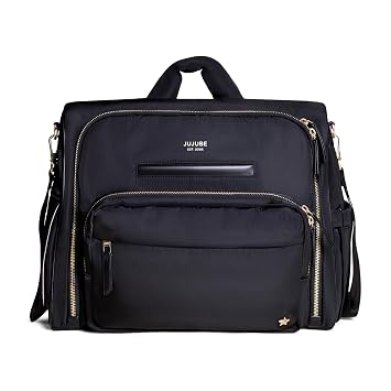 JuJuBe Insulated Bottle Satchel Diaper Bag, Convertible Diaper Bag with Portable Changing Pad, Black