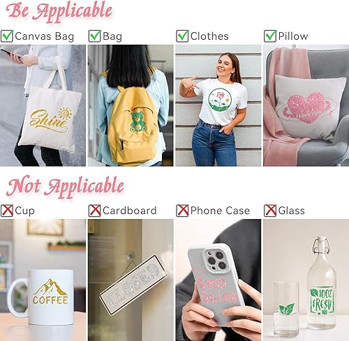 Miniatura 6 de Vinilo de transferencia de calor con purpurina plateada HTV, paquete de 14 vinilos termoadhesivos de 12 x 10 pulgadas para Cricut, decoraciones de