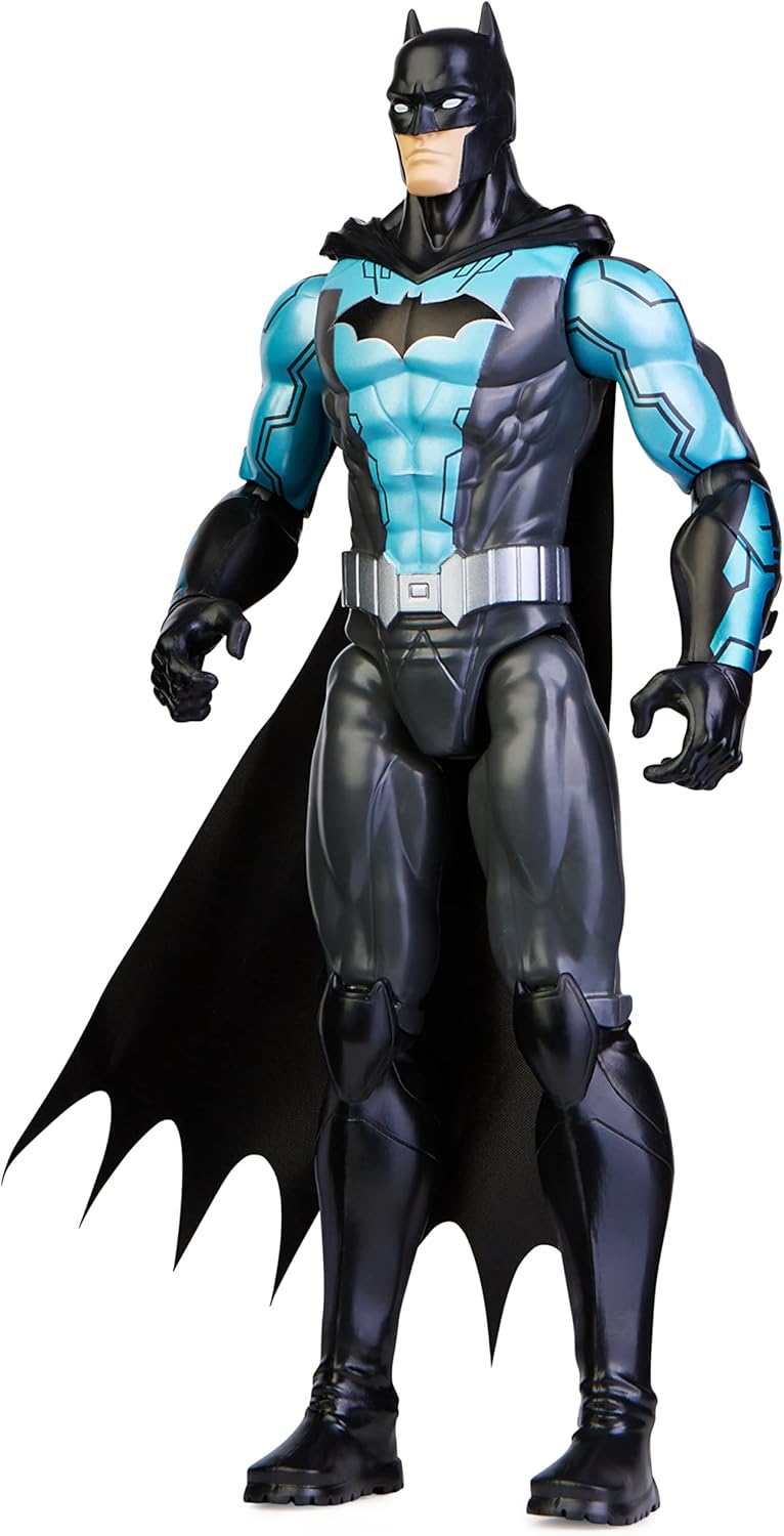 Batman 12-inch Bat-Tech Batman Action Figure (Black/Blue Suit), Kids Toys for Boys and Girls Ages 3 and up
