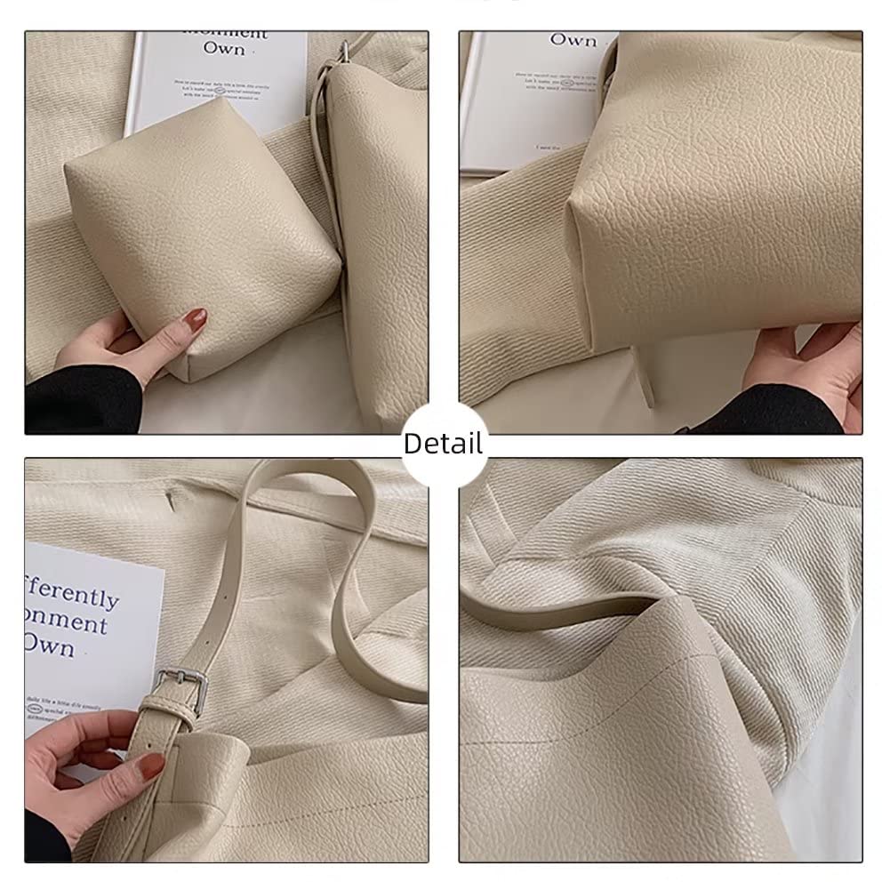 Borsa da donna in pelle vegana, borsa a tracolla di grande capacità, borsa da lavoro, borsa da viaggio con tracolla regolabile, Elefante grigio, Large