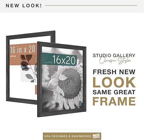 Vista 845 de MCS Studio Gallery Marco para póster de 16 x 24 pulgadas, imitación de veta de madera de color negro, colgar en horizontal o vertical, grande