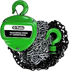 Talha Manual 1 Tonelada 1000 Kg Com Corrente 8 Metros Trato