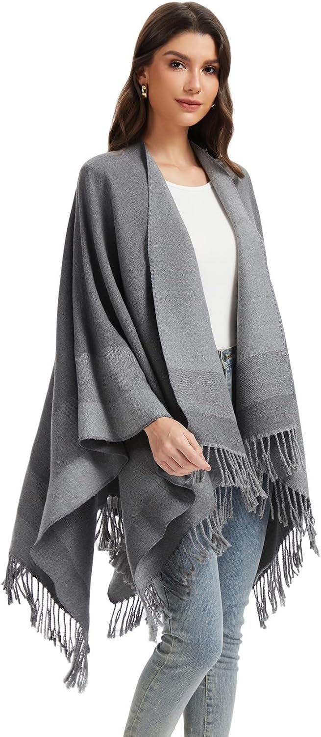 Women’s Shawl Wrap, Open Front Poncho, Cape Cardigan, Oversized Sweaters for Fall and Winter image 5