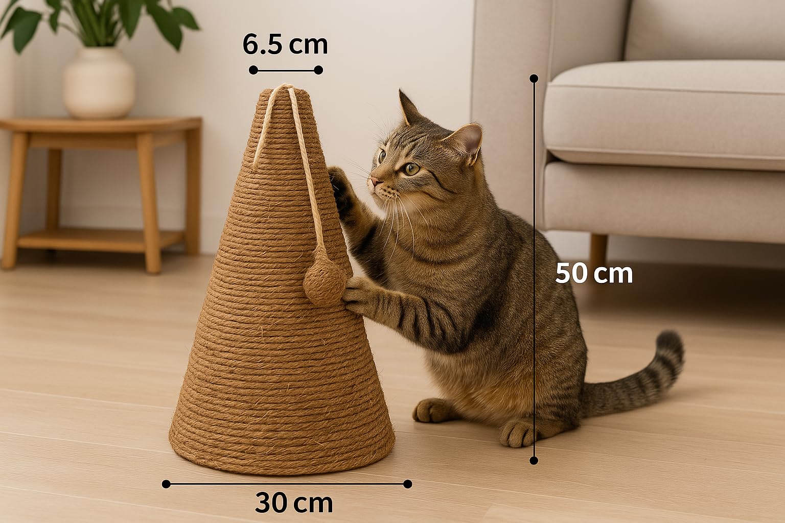 Flamingo Griffoir en Forme de Cône - Marron et Naturel - Griffoir Design et Durable pour Chats Actifs