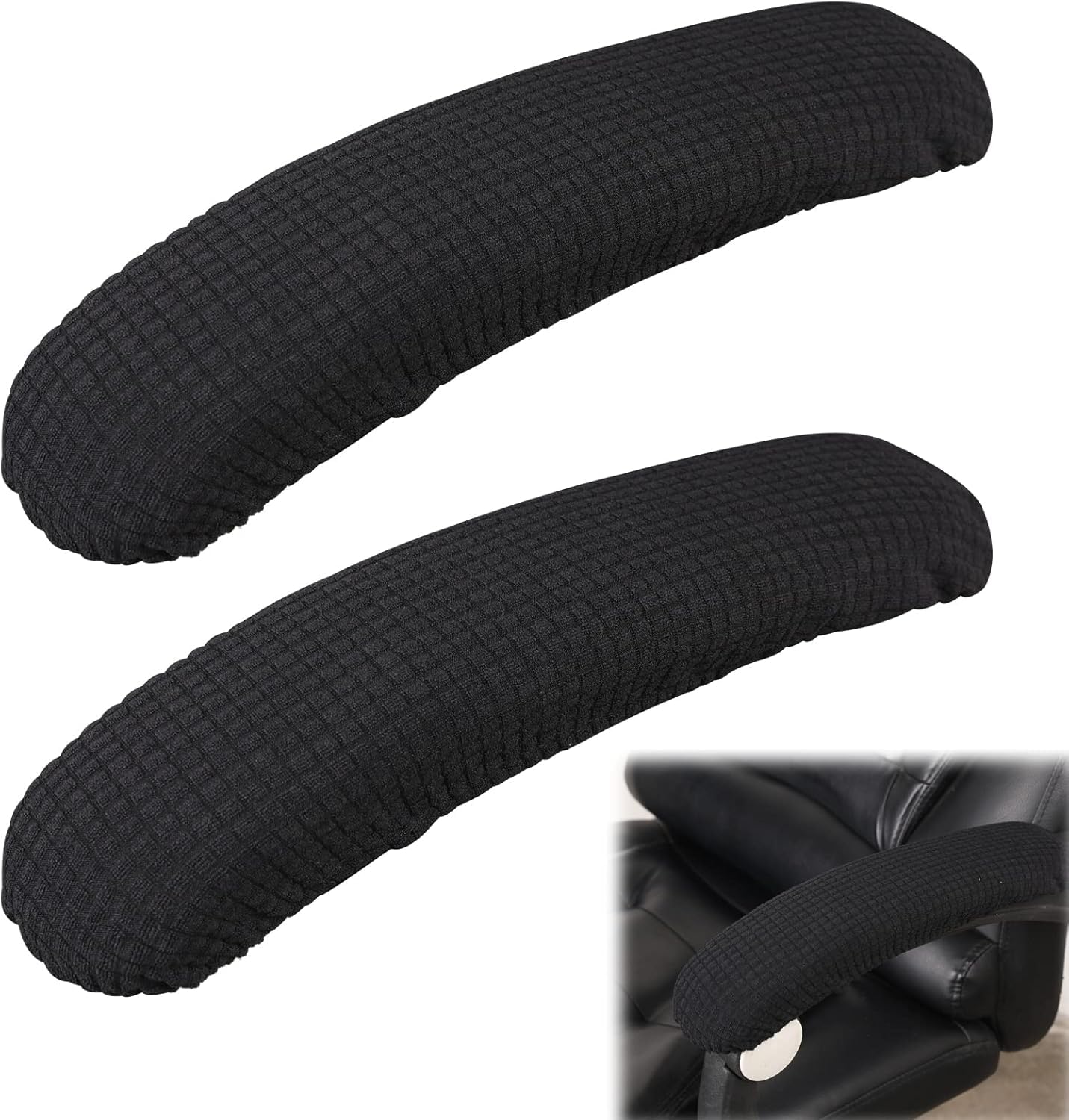 EZ Living Office Chair Armrest Covers, 2Pcs Office Removable Arm Rest Covering, Elastic Chair Armrest Covers, Office Seat Hand Rest Protector, Arm Covers Protectors for Office Chair(Black)-image-5