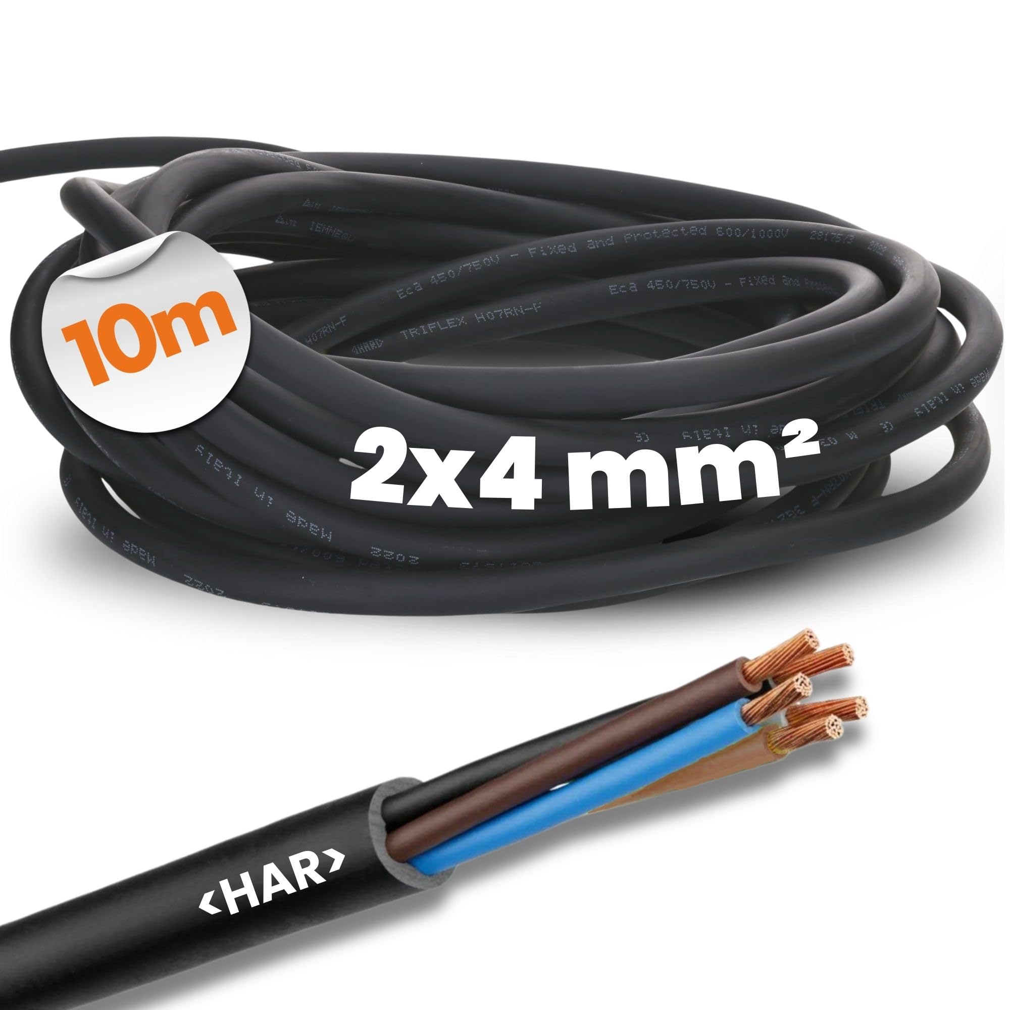 Lapp 1600186 H07RN-F 2 x 4 mm², przewód gumowy, elastyczny, bez przewodu ochronnego, odporny na promieniowanie UV kabel do użytku na zewnątrz, odporny na olej, odporny na niskie temperatury, przewód przyłączeniowy, czarny