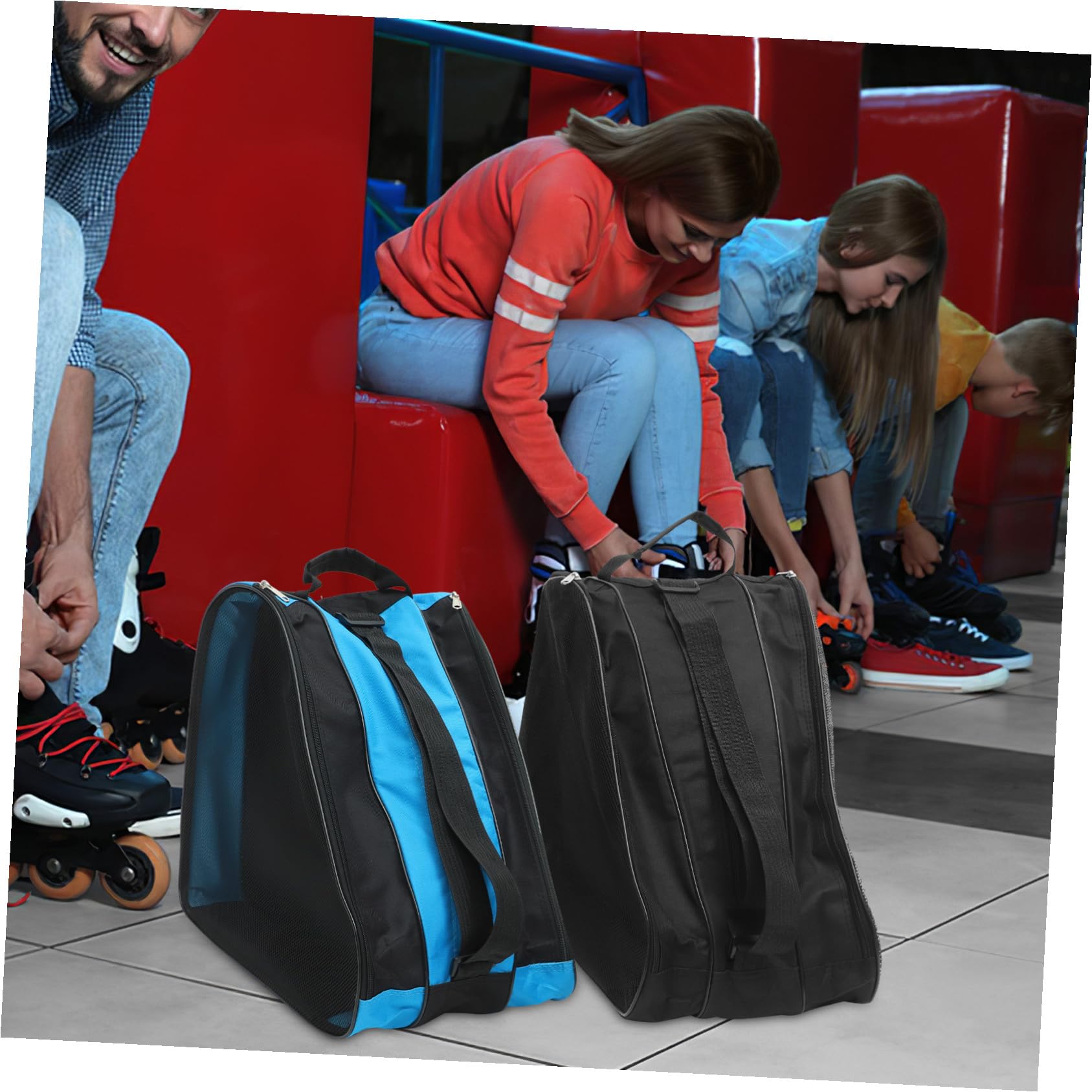 SOIMISS Borsa Porta Pattini a Rotelle 2 Pezzi in Materiale Traspirante, Borsa Portascarpe da Pattinaggio Tracolla, Custodia Antiusura per Trasporto e Conservazione Sport Outdoor
