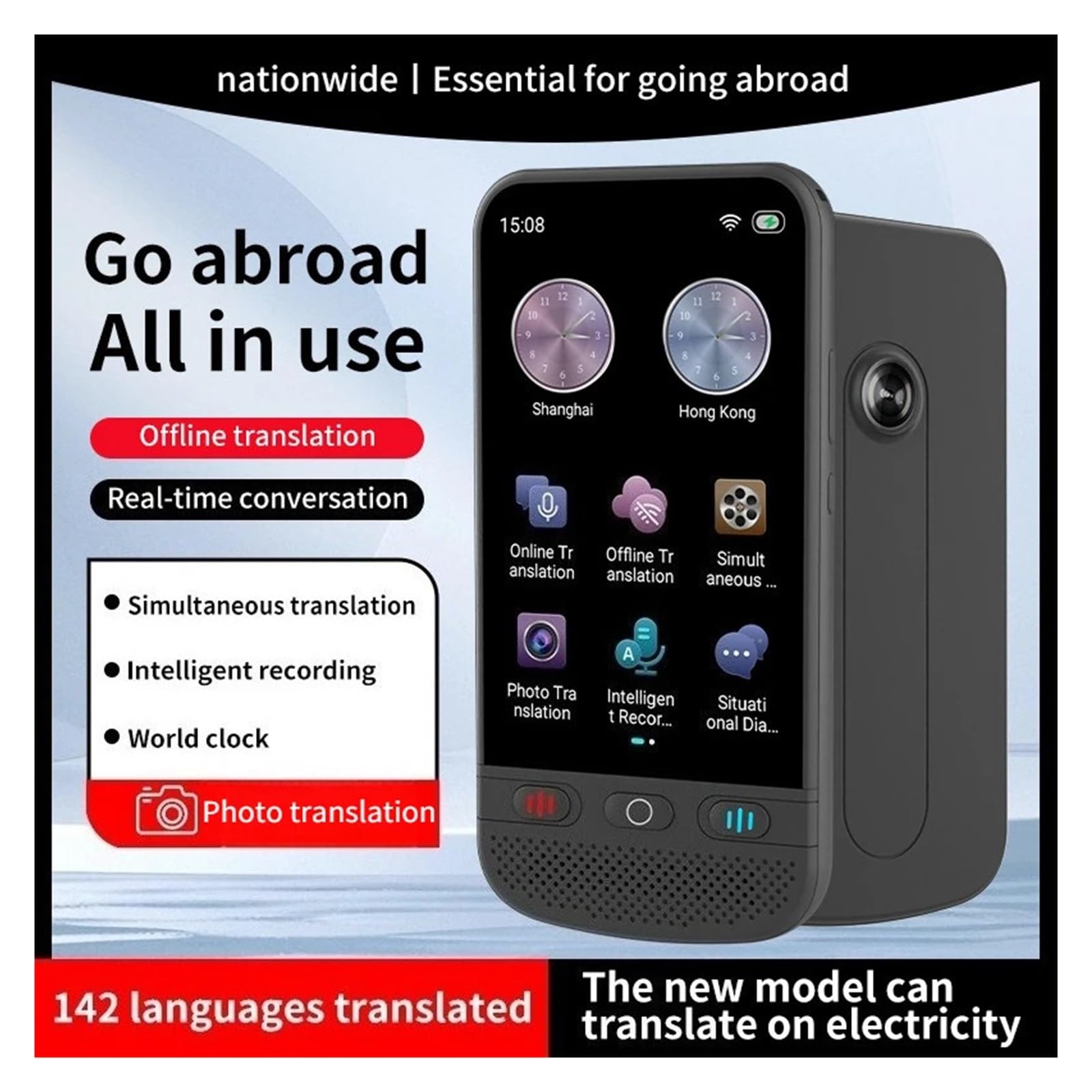 Traducteur de langue en temps réel Voix Texte Photo Voyage hors ligne à l'étranger Traduire Écran tactile Traducteur simultané multilingue