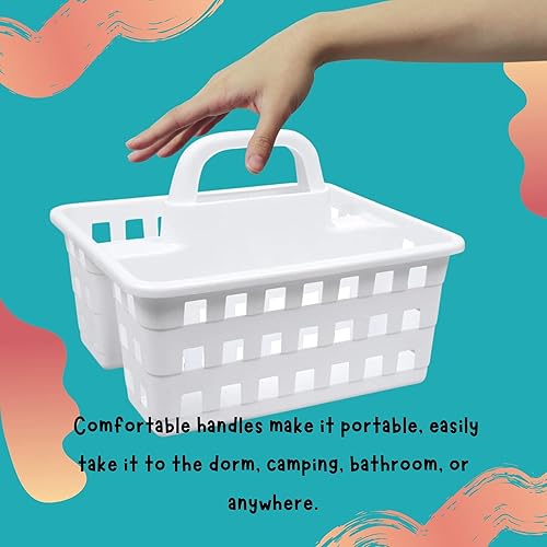 Miniatura 4 de Contenedores de plástico divididos de 3 compartimentos con asa de 10 x 8.75 x 7.5 pulgadas, para oficina en casa, portátil, multiusos, reutilizable,