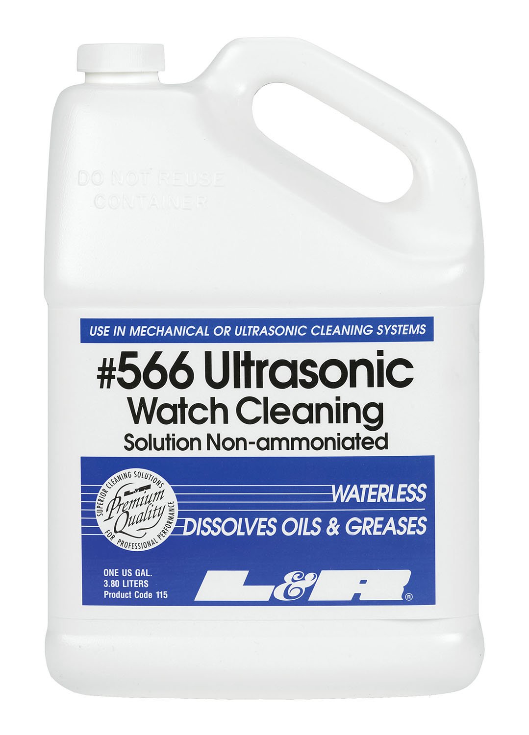 L & R #566 Ultrasonic Non-Ammoniated Watch Cleaning Solution - 1 Gallon Jug
