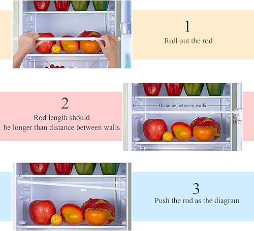 Miniatura 6 de Tallew 4 juegos de barra doble para refrigerador de autocaravana, tensión de resorte ajustable, accesorios para refrigerador, barras de refrigerador