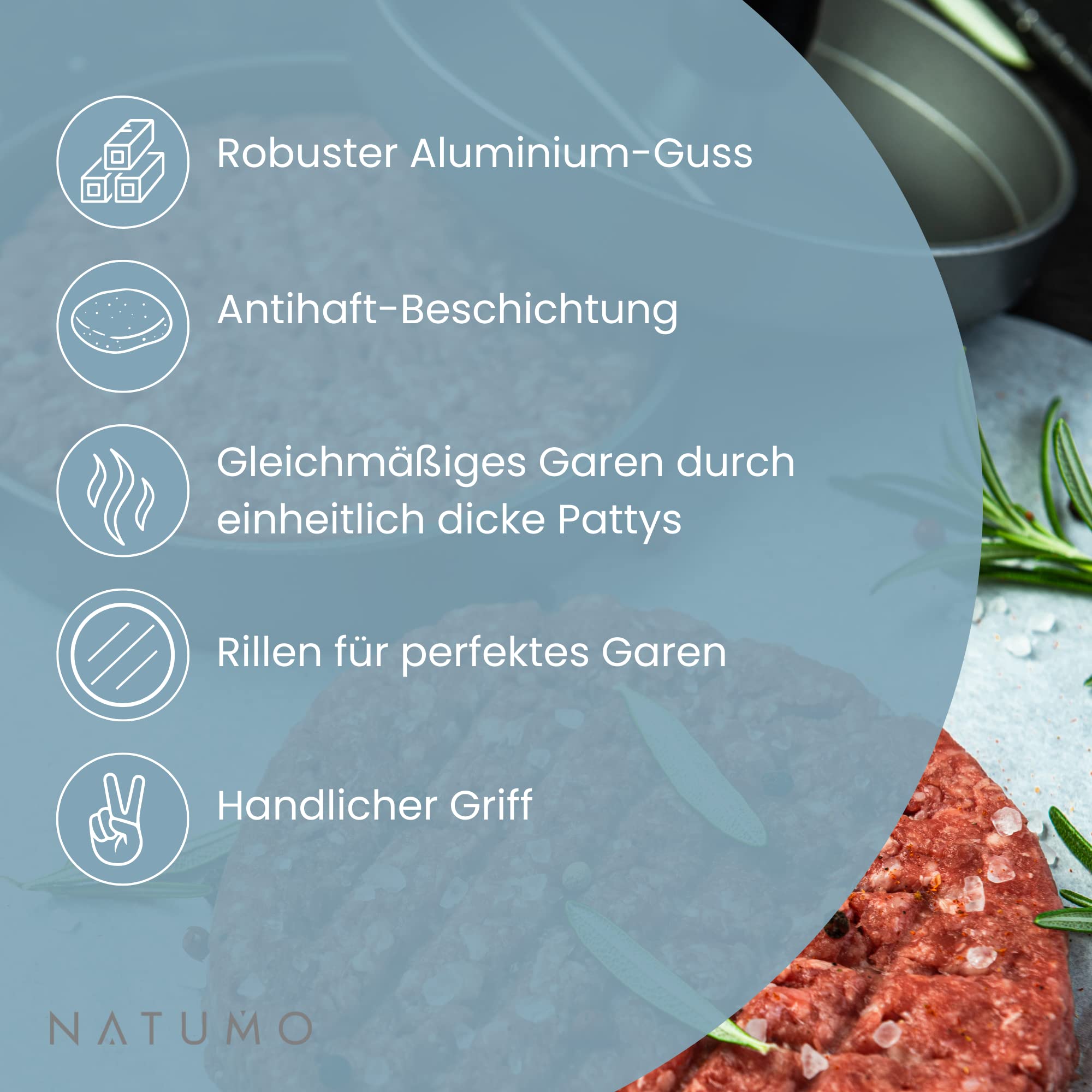 NATUMO Burger Press Set Burger Press and Burger Paper (50 x Dividing