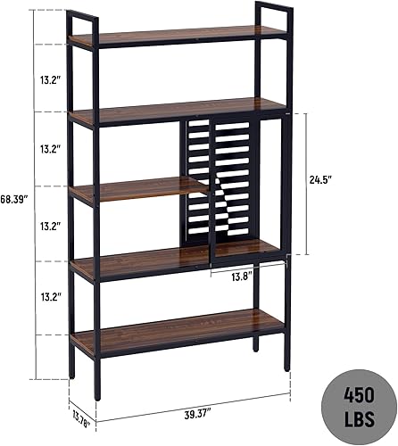 Miniatura 6 de Anivia - Estantería industrial alta de 5 niveles, con marco de metal de madera, estantería de pie, organizador de almacenamiento para dormitorio,