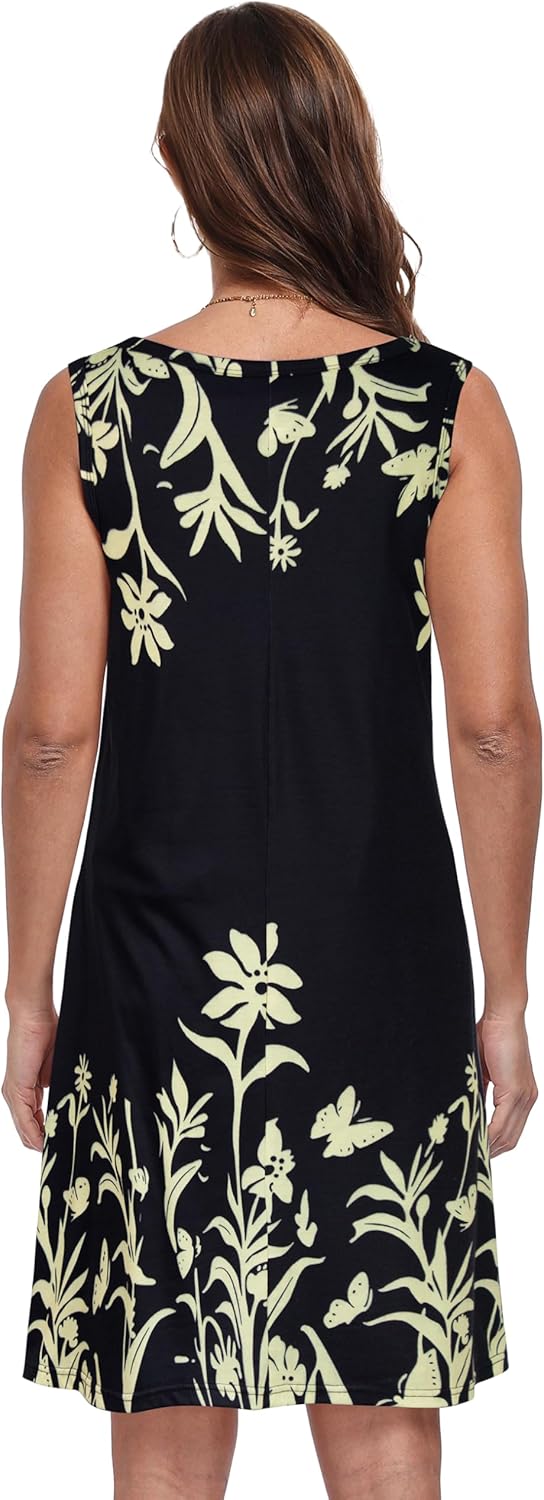 elescat Sundresses for Women Casual Loose Summer Dresses Sleeveless U Neck Tank Dress with Pockets - Image 5