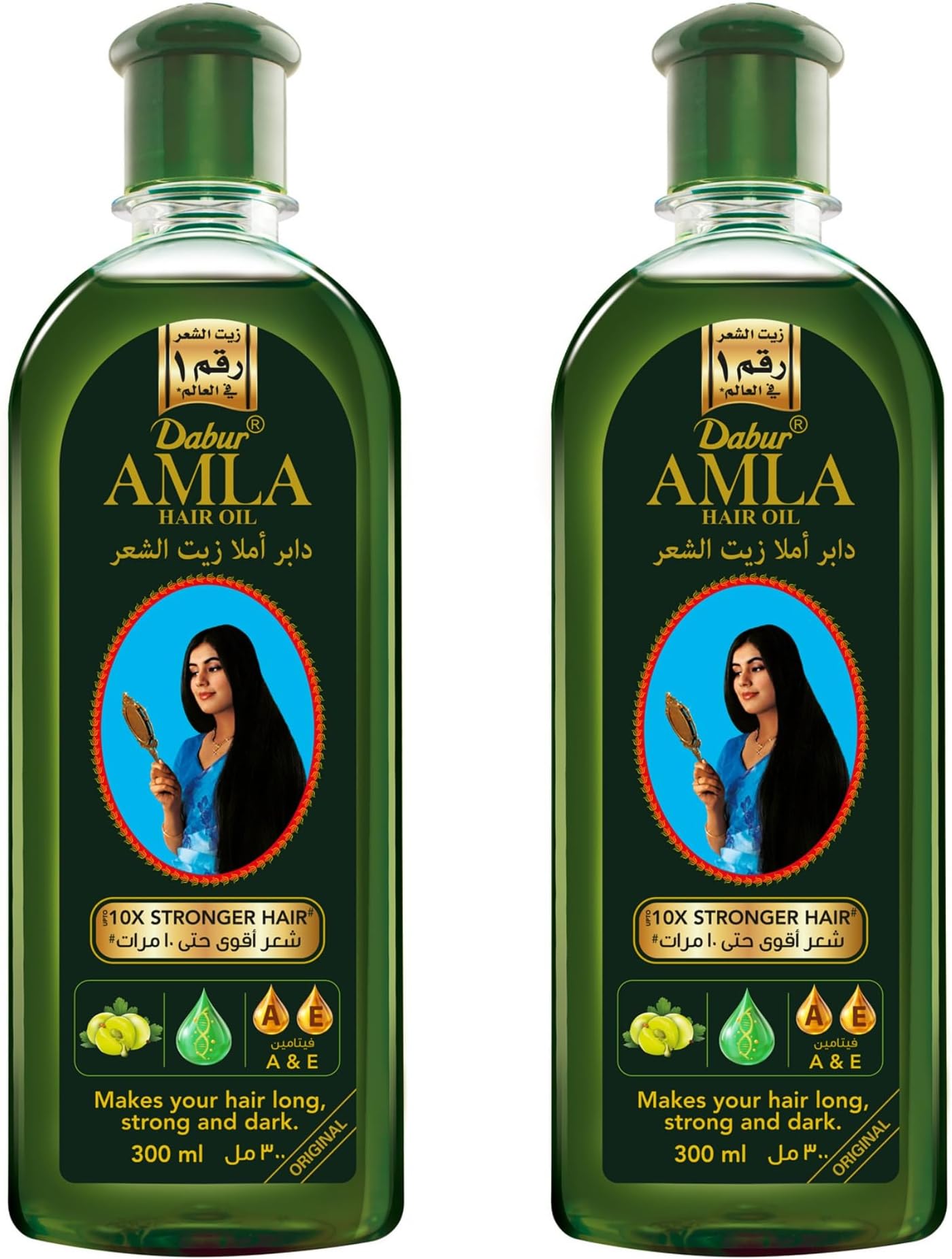 Amla Hair Oil (2x300 ml), Natural Care for Beautiful Hair, Enriched with Amla, Natural Oils & Vitamin C, For Long, Strong & Dark Hair, Super Value Pack of 2