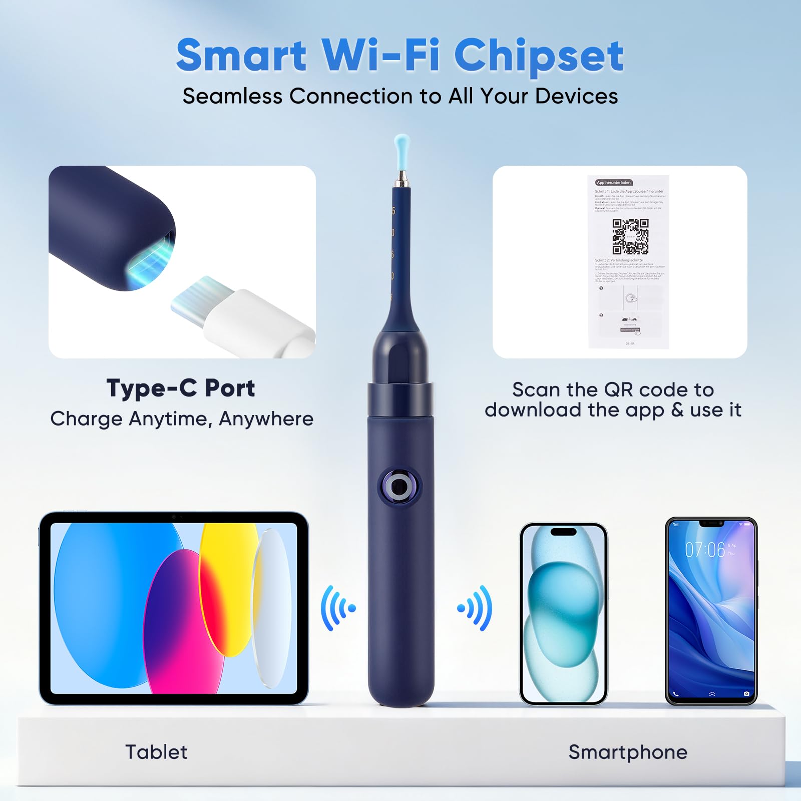 Otoscopio Removedor de Cera de Oídos, Cámara Limpiadora de Oídos Flexible HD de 8MP, con Pinzas de Repuesto para Exámenes de Oídos/Nariz, Otoscopio Oído para Adultos, Niños