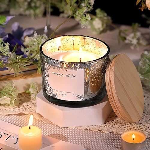 Miniatura 35 de Simeitol Tarros de vela transparentes de 16 onzas para hacer velas, 6 unidades, tarros de vela de vidrio con tapas herméticas de bambú, tarros