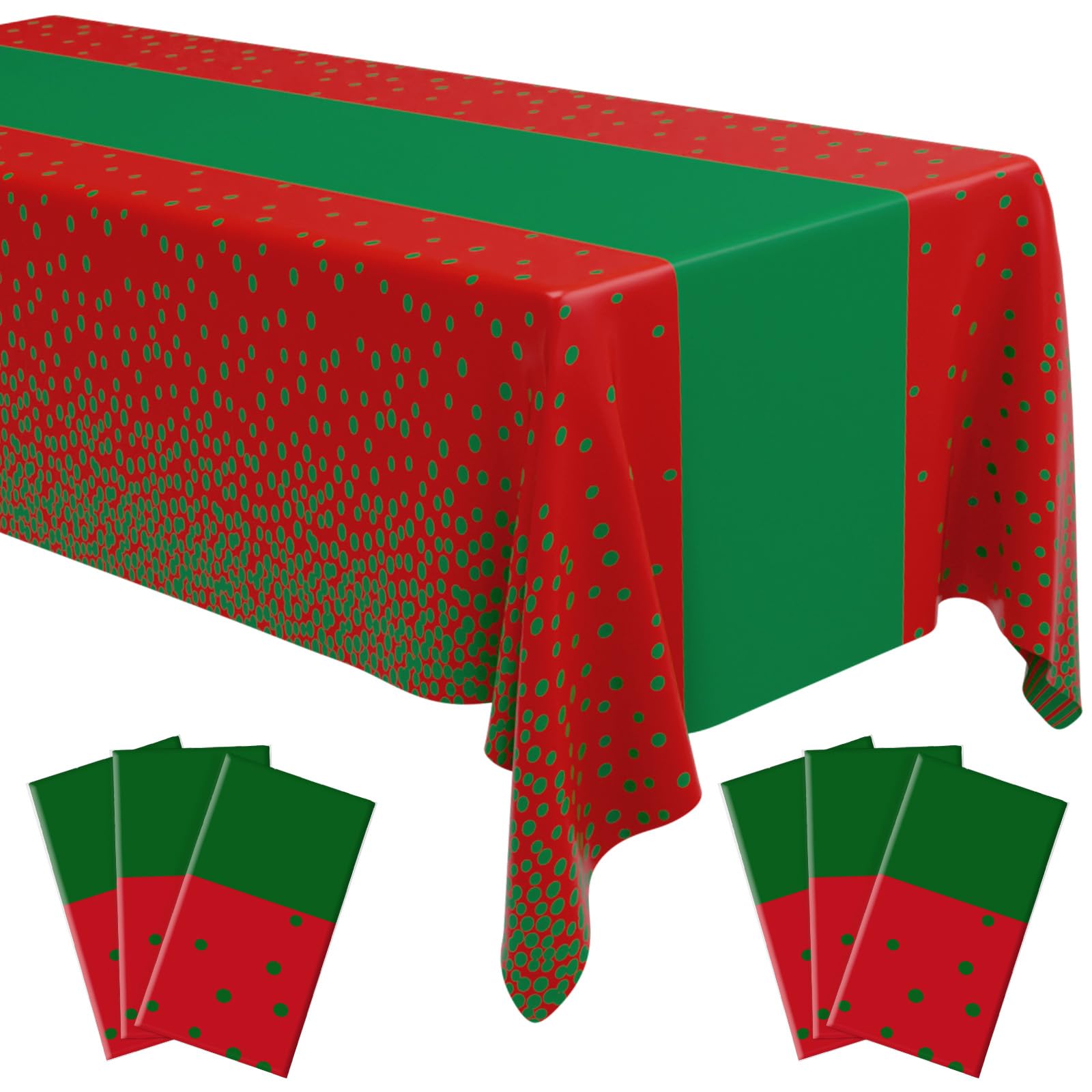 Nappe jetable rectangulaire à pois Oudain lot de 6 pièces imperméables rouge et vert