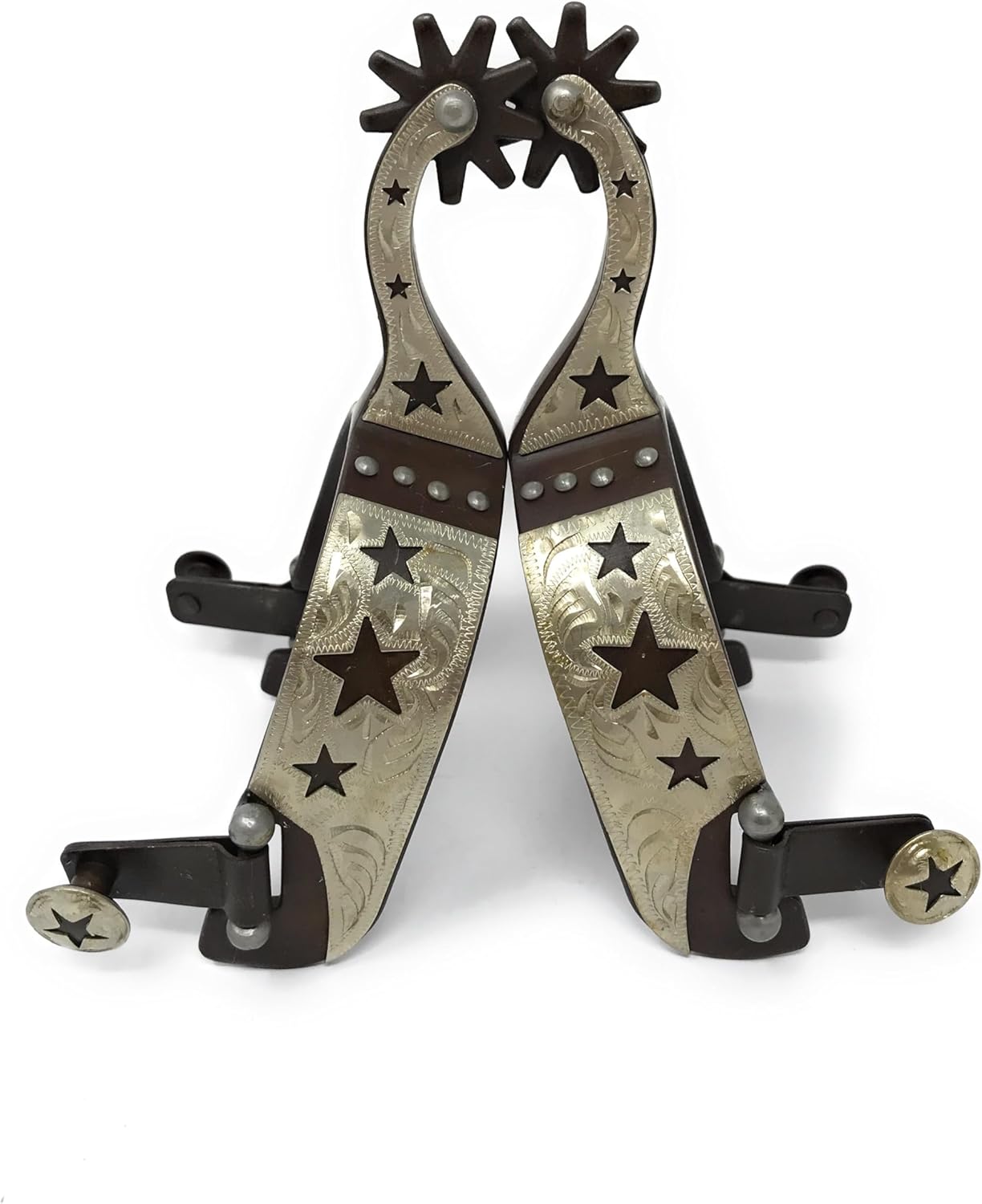 AJ Tack Men's Cutout Stars Antique Brown Spurs