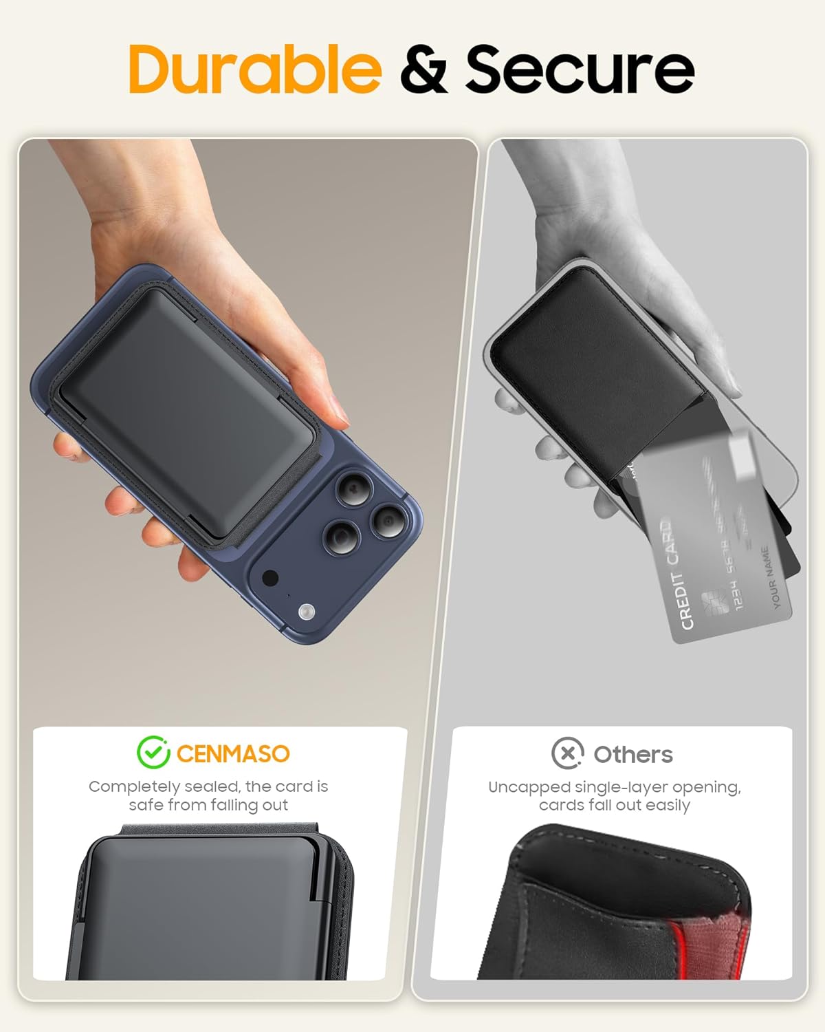 CENMASO for Magsafe Wallet With Stand, Phone Wallet for Men Women, [Hold 6-7 Cards] [RFID Blocking] [Adjustable Stand] Magnetic Wallet for iPhone 17/16/15/14/13/12 Series(Not for Mini), Black - Image 8