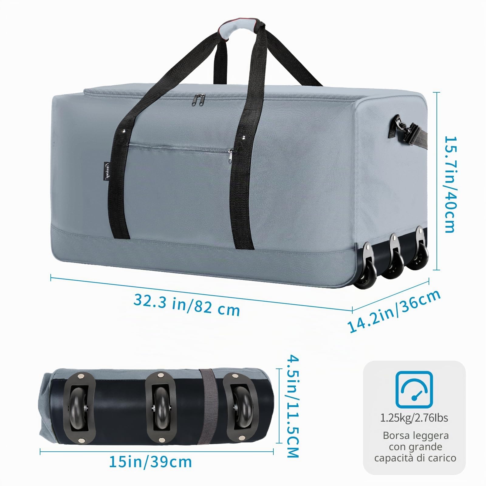 Finnhomy Borsone pieghevole da 120 l
